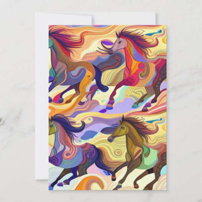 Tarjeta Festiva Caballos salvajes (Anverso)