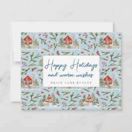 Tarjeta Festiva Cabaña Acogedora Navideña Felices Fiestas Inmobili