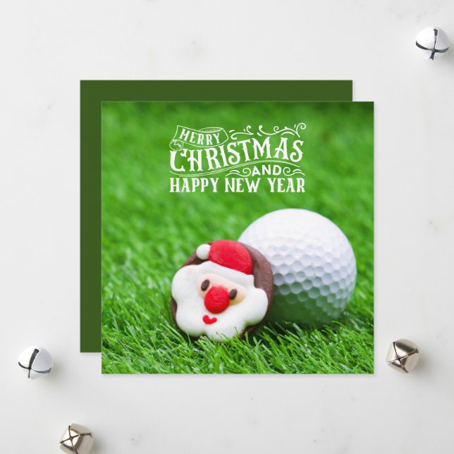 Tarjeta Festiva Cabecera del Golf Santa Claus con Navidades de gol (Anverso/Reverso In Situ)
