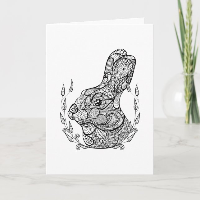 Tarjeta Festiva Cabeza De Conejo Inspirada En La Guirnalda (Anverso)