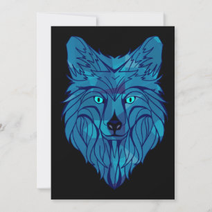 Tarjeta Festiva Cabeza de Lobo de Polo Azul