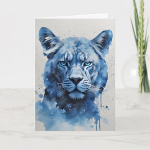 Tarjeta Festiva Cabeza de Pantera Azul Día del Padre