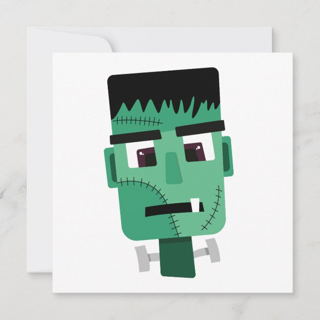 Tarjeta Festiva Cabeza del Monstruo de Frankenstein (Anverso)