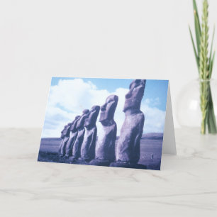 Tarjeta Festiva Cabezas de Moai de la isla de pascua