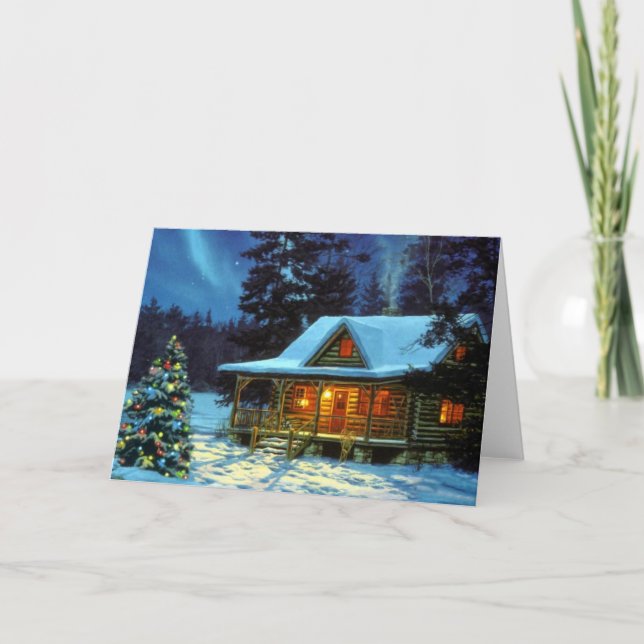 Tarjeta Festiva Cabina de invierno navidades (Anverso)