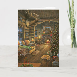 Tarjeta Festiva Cabina de Navidades de Vintage Country