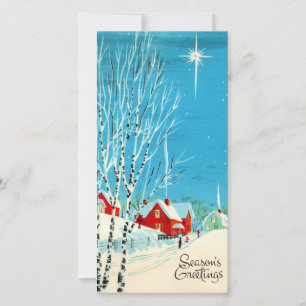 Tarjeta Festiva Cabina navideña vintage