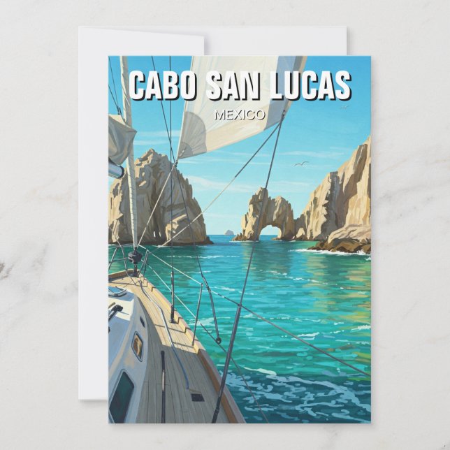 Tarjeta Festiva Cabo San Lucas México El Arco Viaje (Anverso)