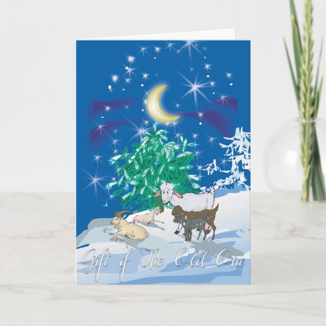 Tarjeta Festiva Cabra - Regalo del viejo (Anverso)