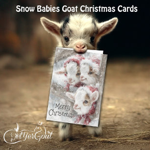 Tarjeta Festiva Cabras bebé ricas - Nieves bebés 11 Navidades