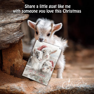 Tarjeta Festiva Cabras bebé ricas - Nieves bebés 2 Navidades
