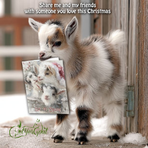 Tarjeta Festiva Cabras bebé ricas - Nieves bebés 6 Navidades