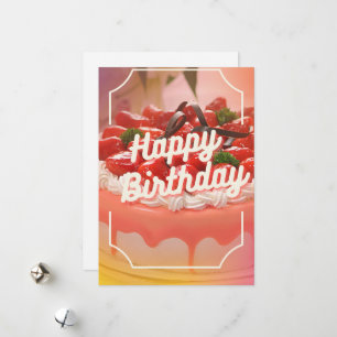 Tarjeta Festiva Caca de fresa, feliz cumpleaños