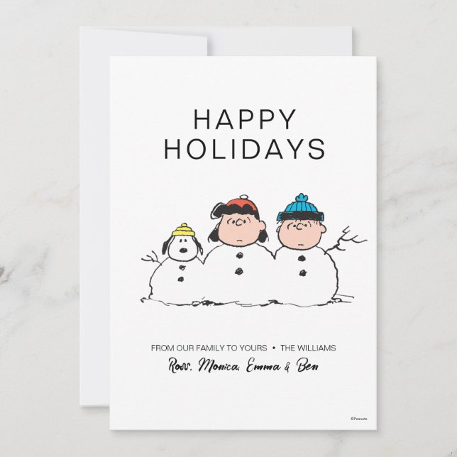 Tarjeta Festiva Cacahuetes | 3 Persona Snowman (Anverso)