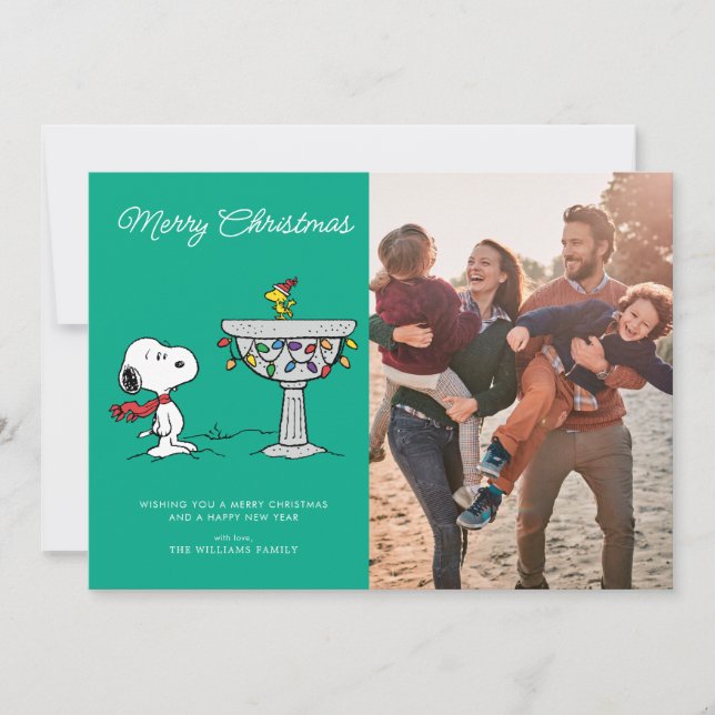 Tarjeta Festiva Cacahuetes | Bañera congelada de Snoopy y Woodstoc (Anverso)