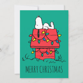 Tarjeta Festiva Cacahuetes | Casa de perros de Snoopy con luces