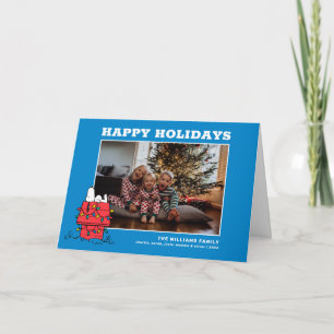 Tarjeta Festiva Cacahuetes   Casa de perros de Snoopy con luces