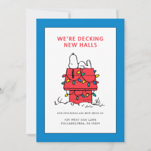 Tarjeta Festiva Cacahuetes   Casa de perros de Snoopy con luces