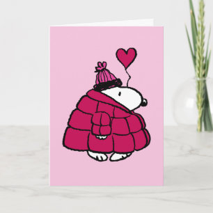 Tarjeta Festiva Cacahuetes Chaqueta inflada de Snoopy San Valent