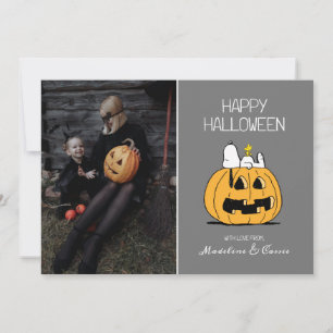 Tarjeta Festiva Cacahuetes   Feliz Snoopy de Halloween y Jack O' L