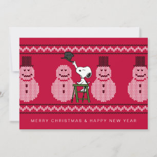 Tarjeta Festiva Cacahuetes   Navidades Snoopy Sweater Snowman