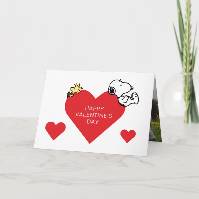 Tarjeta Festiva Cacahuetes | San Valentín de Snoopy y Woodstock (Anverso)