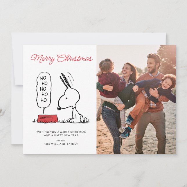 Tarjeta Festiva Cacahuetes | Snoopy Ho Ho Ho Comedero (Anverso)