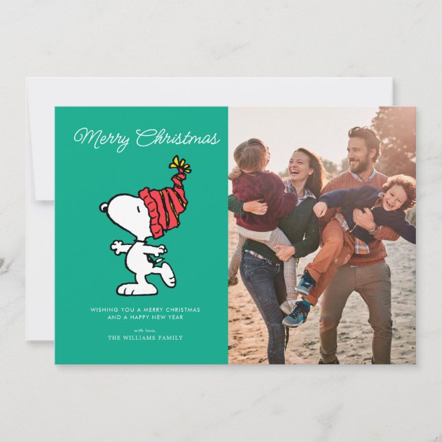Tarjeta Festiva Cacahuetes | Snoopy Winter Merry Christmas (Anverso)