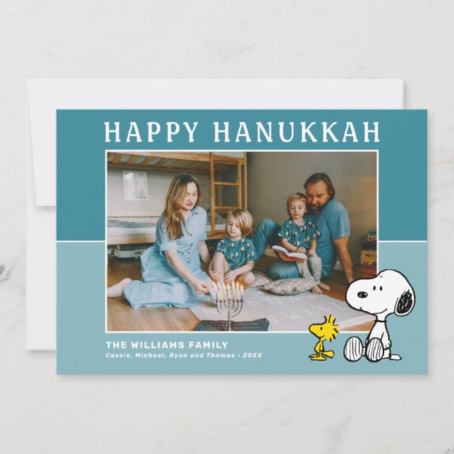 Tarjeta Festiva Cacahuetes | Snoopy & Woodstock Feliz Hanukkah (Anverso)