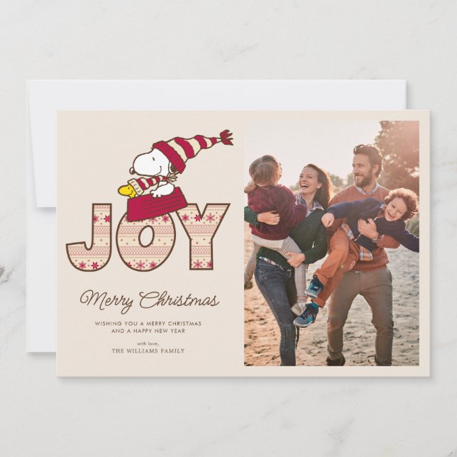 Tarjeta Festiva Cacahuetes | Snoopy & Woodstock Joy Sled Ride (Anverso)