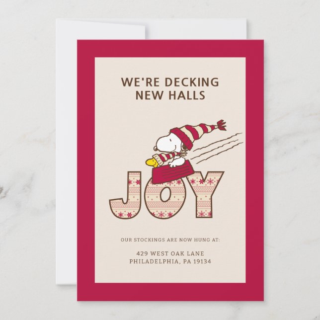 Tarjeta Festiva Cacahuetes | Snoopy & Woodstock Joy Sled Ride (Anverso)