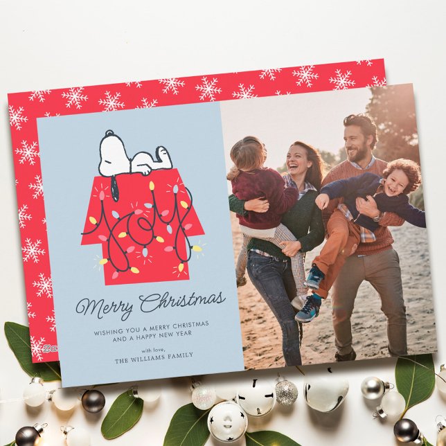 Tarjeta Festiva Cacahuetes | Soñador navideño de Snoopy (Card on table)