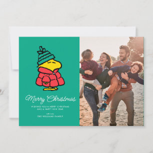 Tarjeta Festiva Cacahuetes   Woodstock Winter Merry Christmas