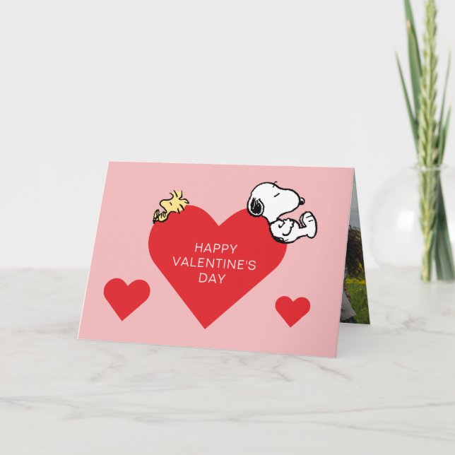 Tarjeta Festiva Cacahuetes | Woodstock y Snoopy Valentine (Anverso)