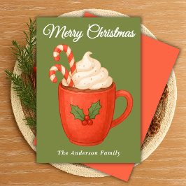 Tarjeta Festiva Cacao caliente y caprichoso con Navidades de canes