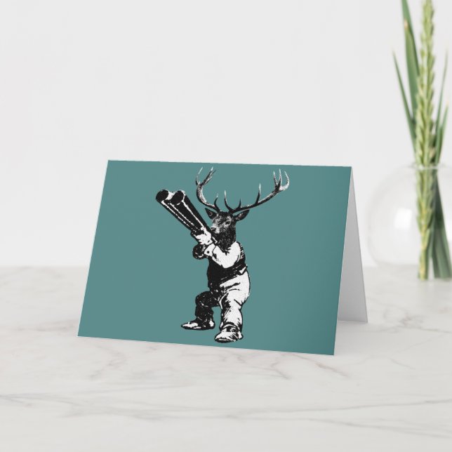 Tarjeta Festiva cacería de ciervos vintage (Anverso)