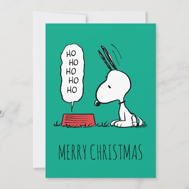 Tarjeta Festiva Cacerola de comida de Snoopy Ho Ho Ho (Anverso)