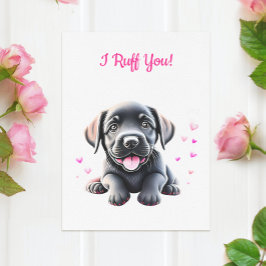Tarjeta Festiva Cachorro Adorable Con El Corazón Salto De Cola Val