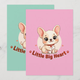 Tarjeta Festiva Cachorro Adorable Corazón Pequeño Grande
