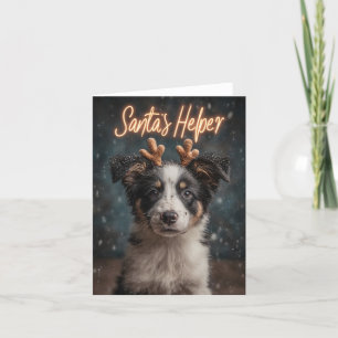 Tarjeta Festiva Cachorro adorable de Border Collie como ayudante d