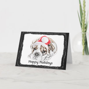 Tarjeta Festiva Cachorro Boxer Santa Adorable