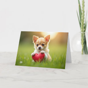 Tarjeta Festiva Cachorro Chihuahua lindo del día de San Valentín