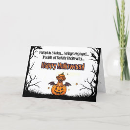 Tarjeta Festiva Cachorro con Problemas de Calabaza – Feliz Hallowe