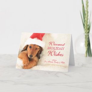 Tarjeta Festiva Cachorro de salchicha de pelo largo guiñando
