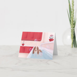 Tarjeta Festiva Cachorro en el baño