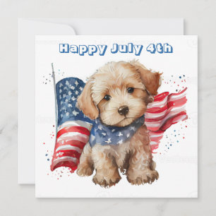 Tarjeta Festiva cachorro feliz 4 de julio