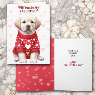 Tarjeta Festiva Cachorro Labrador Retriever Amarillo Adorable Día 