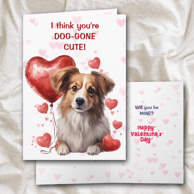 Tarjeta Festiva Cachorro lindo con Valentín de globo cardíaco (Subido por el creador)