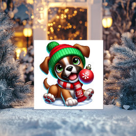 Tarjeta Festiva Cachorro Navideño Juguetón