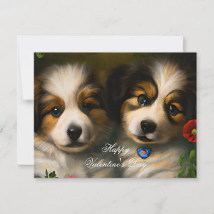 Tarjeta Festiva Cachorros adorables niños día de San Valentín